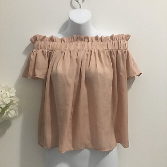 Off the Shoulder Blush Pink Ruffle Top/Blouse - Picture 3 of 8